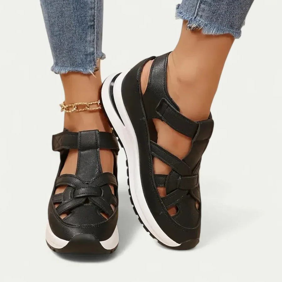 Women's Closed Toe Platform Sandals Memory Foam Strap