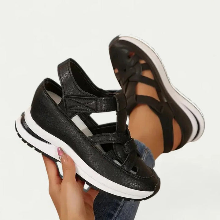 Women's Closed Toe Platform Sandals Memory Foam Strap