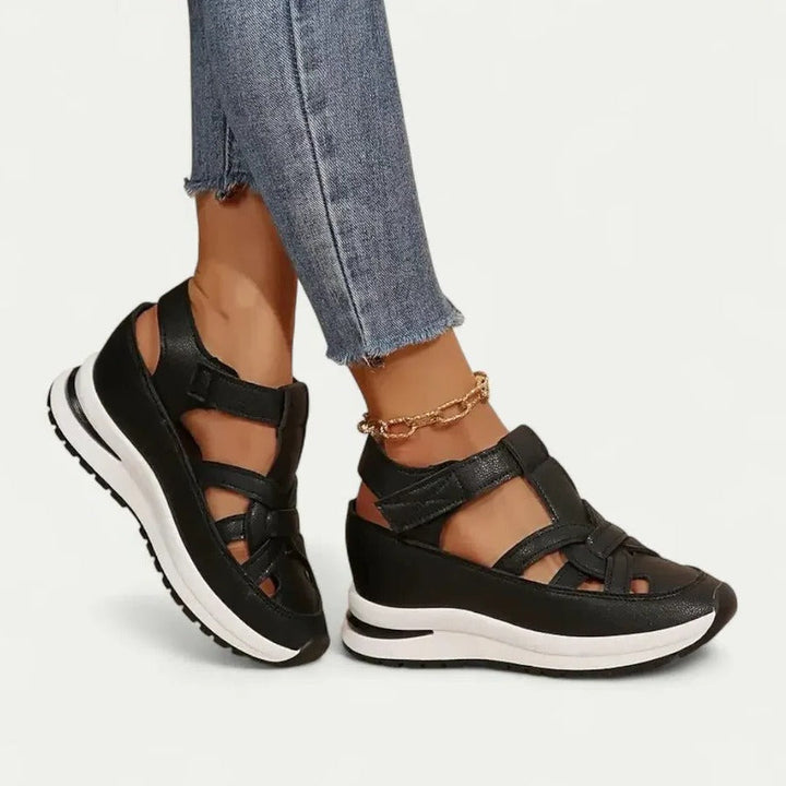 Women's Closed Toe Platform Sandals Memory Foam Strap