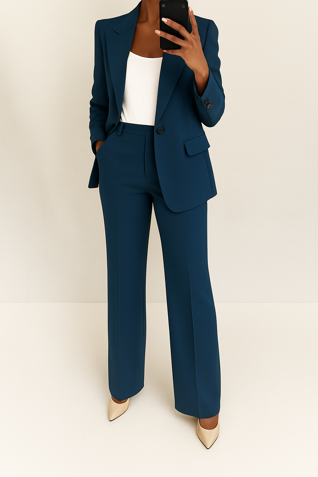 Women's Two-Piece Blazer and Wide Leg Trouser Set