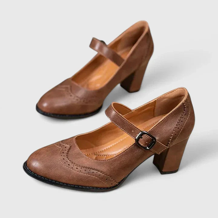 Women's Orthopedic Mary Jane Block Heel Buckle Strap