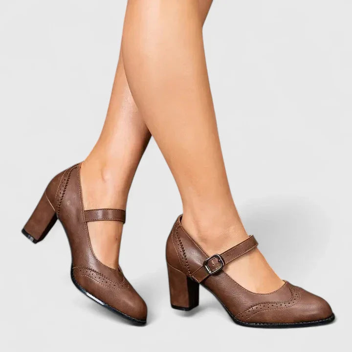 Women's Orthopedic Mary Jane Block Heel Buckle Strap