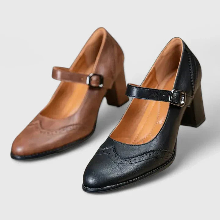 Women's Orthopedic Mary Jane Block Heel Buckle Strap