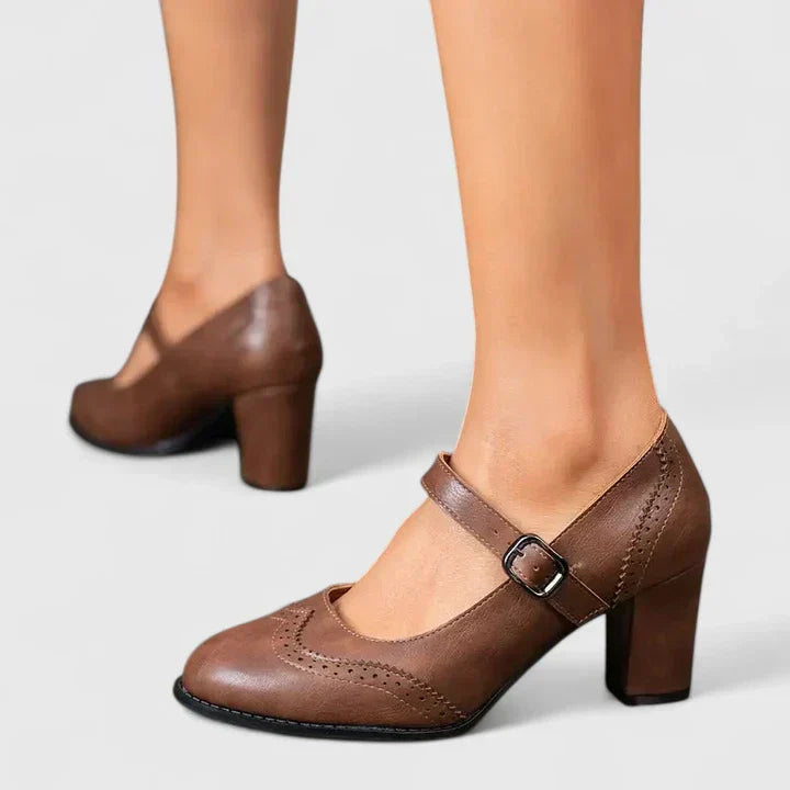 Women's Orthopedic Mary Jane Block Heel Buckle Strap