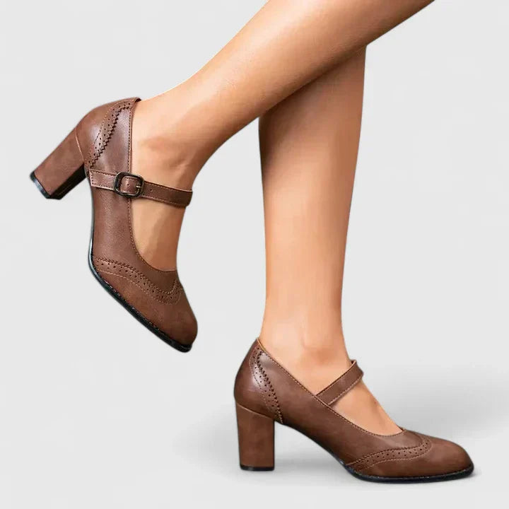 Women's Orthopedic Mary Jane Block Heel Buckle Strap