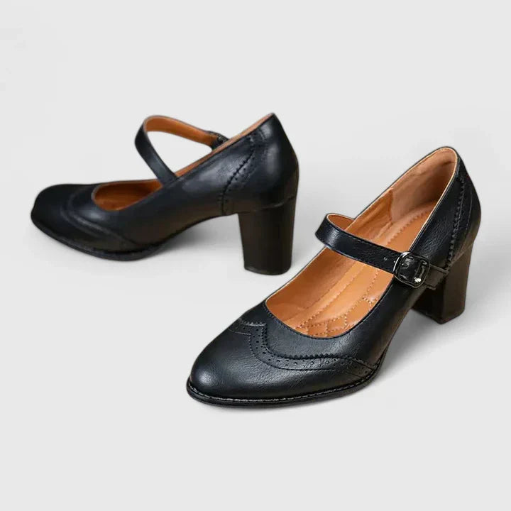 Women's Orthopedic Mary Jane Block Heel Buckle Strap