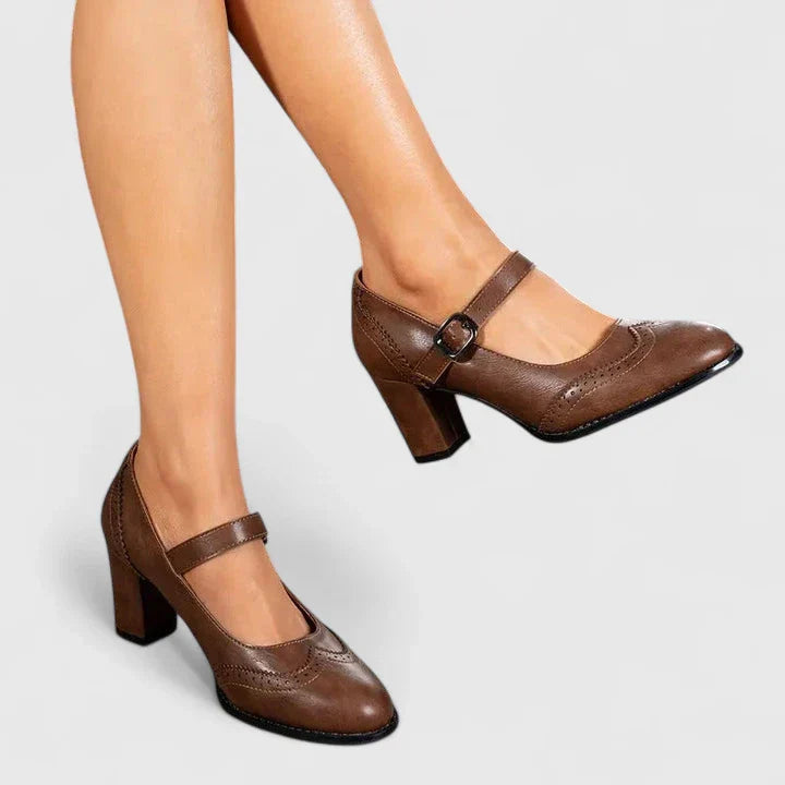 Women's Orthopedic Mary Jane Block Heel Buckle Strap