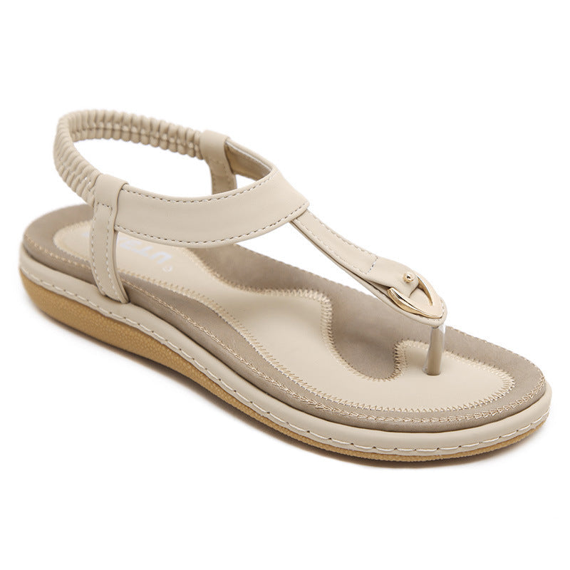 Women's Orthopedic T-Bar Thong Elastic Slingback Flat Sandals