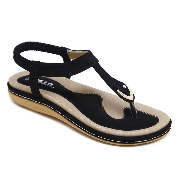 Women's Orthopedic T-Bar Thong Elastic Slingback Flat Sandals