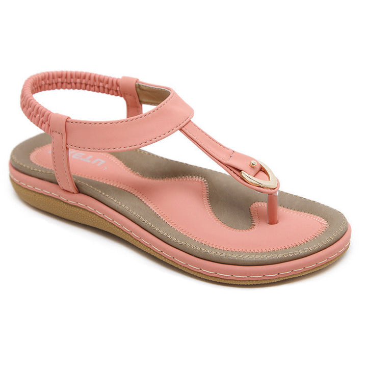 Women's Orthopedic T-Bar Thong Elastic Slingback Flat Sandals