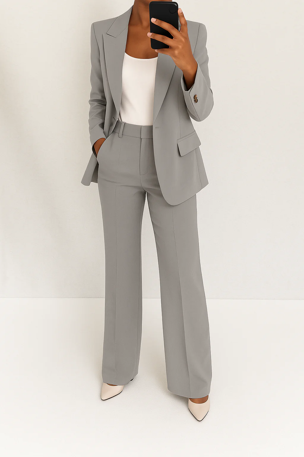 Women's Two-Piece Blazer and Wide Leg Trouser Set