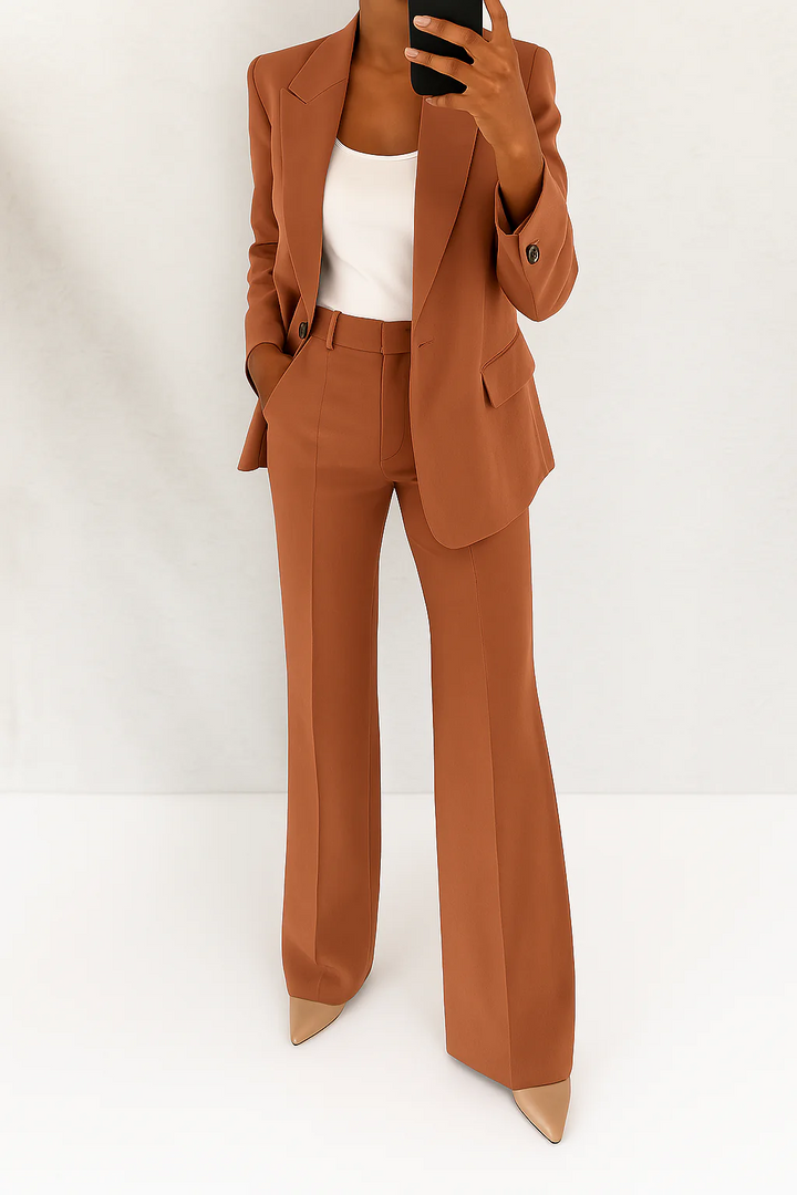 Women's Two-Piece Blazer and Wide Leg Trouser Set