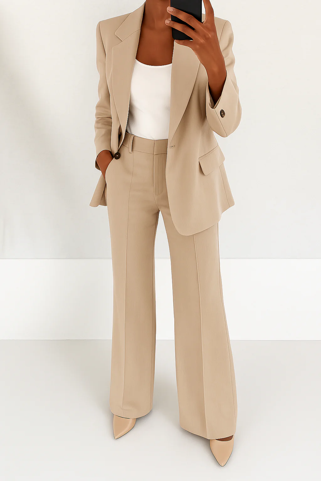 Women's Two-Piece Blazer and Wide Leg Trouser Set