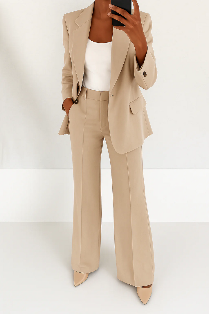 Women's Two-Piece Blazer and Wide Leg Trouser Set