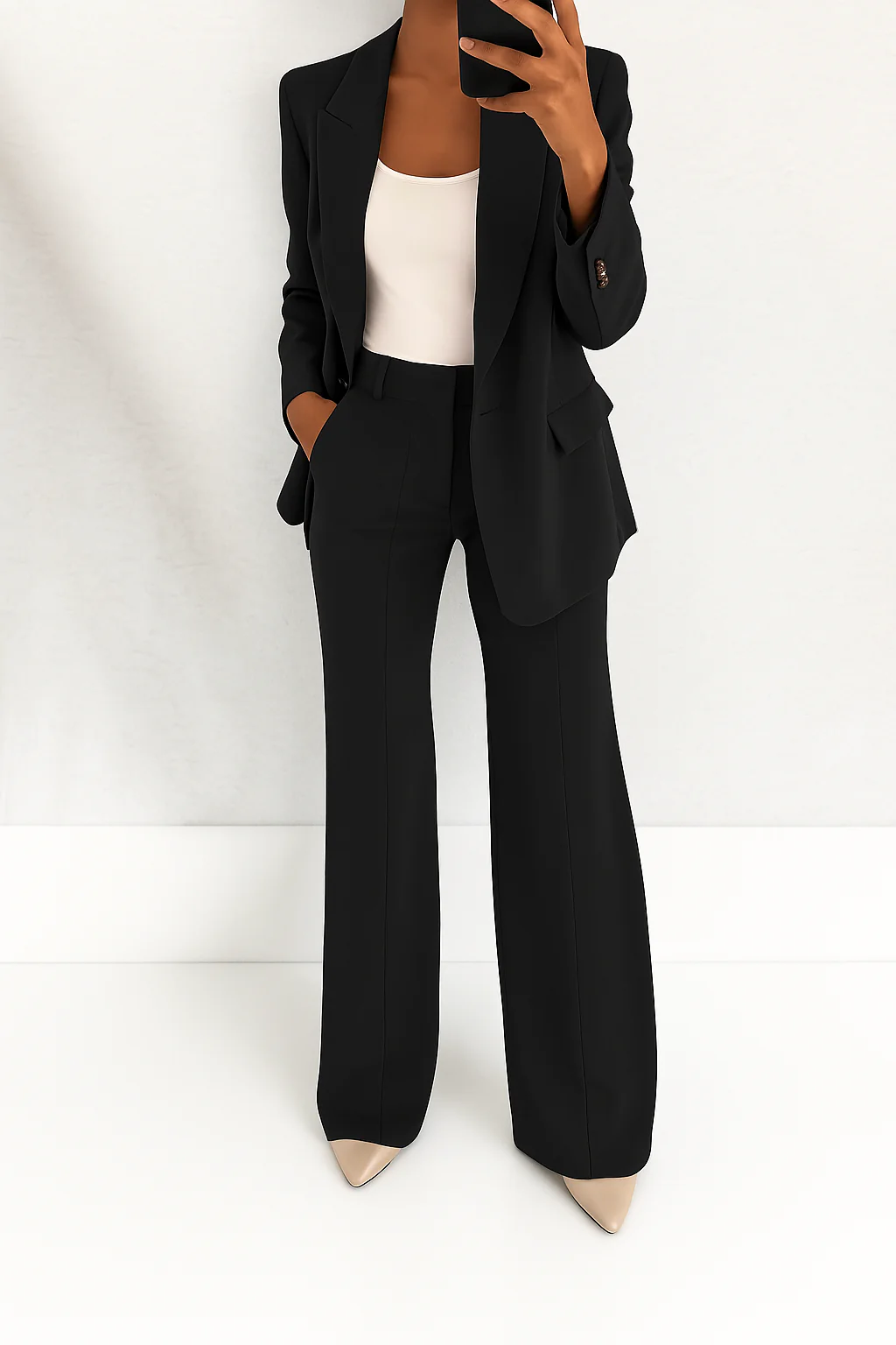 Women's Two-Piece Blazer and Wide Leg Trouser Set
