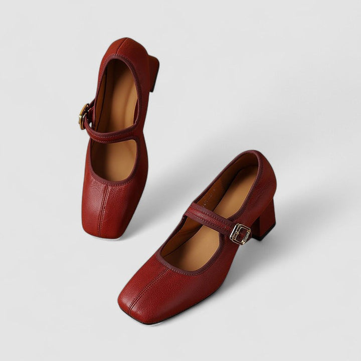 Women's Orthopedic Mary Jane Shoes with Block Heel and Ankle Strap Buckle
