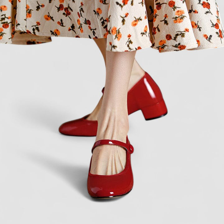 Women's Mary Jane Block Heel Shoes with Ankle Strap
