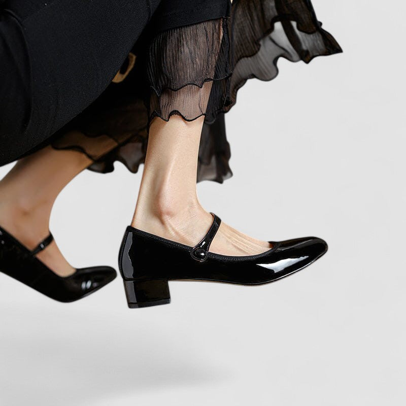 Women's Mary Jane Block Heel Shoes with Ankle Strap