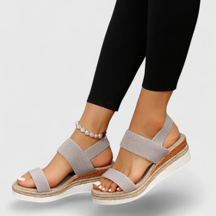 Women's Orthopedic Platform Sandals with Ankle Strap and Wedge Sole