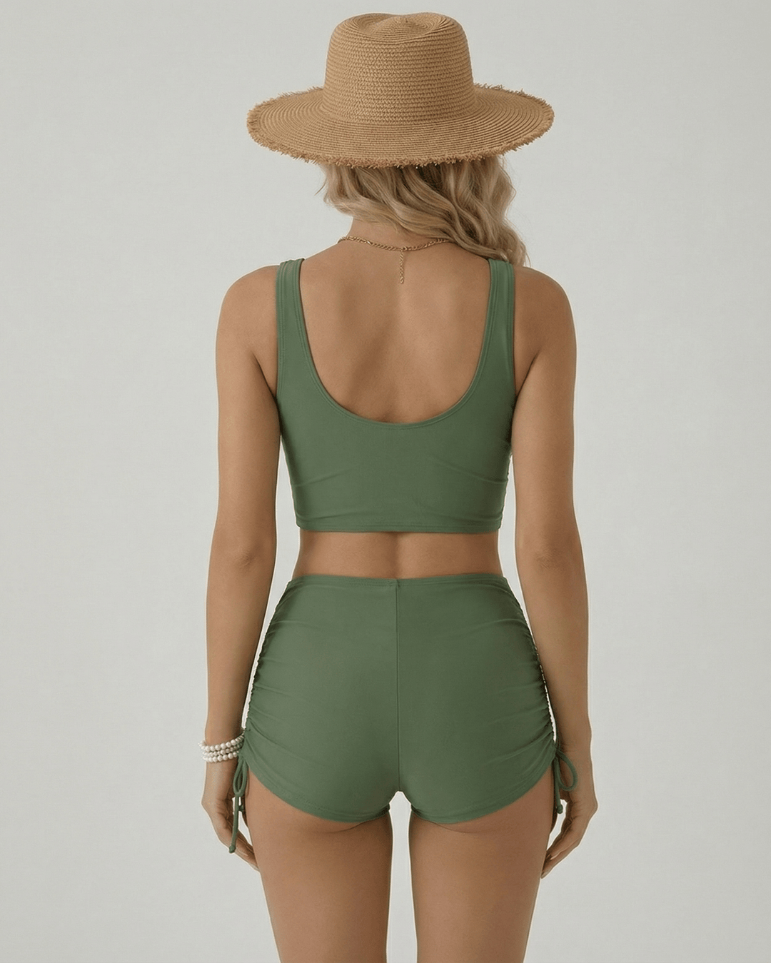 Women's Two Piece Swimsuit Wrap Crop Top High Waist