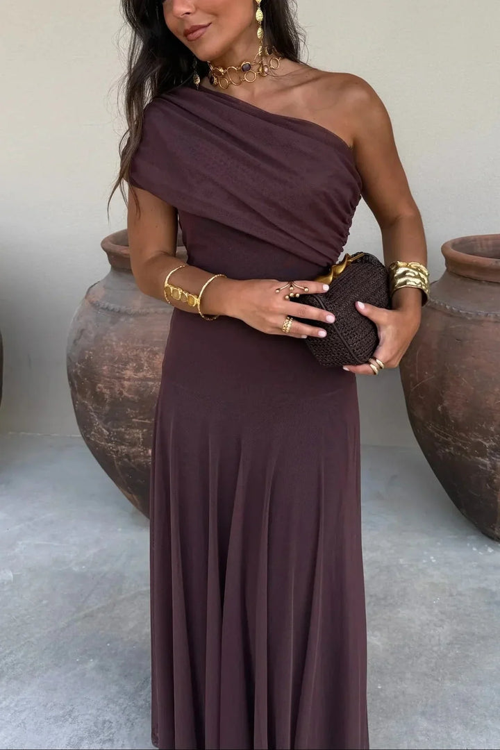 Women's Tie Dye Off Shoulder Pleated Maxi Dress