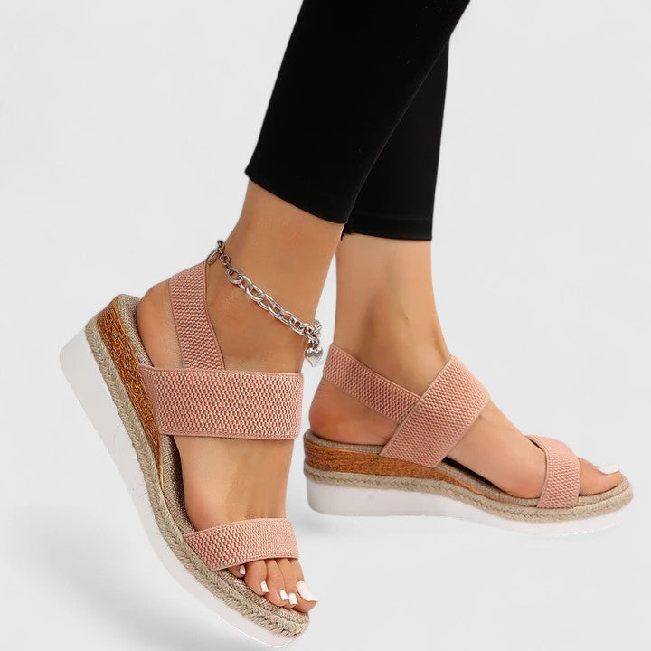 Women's Orthopedic Platform Sandals with Ankle Strap and Wedge Sole