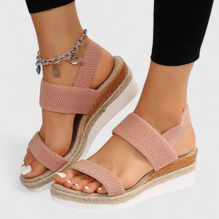 Women's Orthopedic Platform Sandals with Ankle Strap and Wedge Sole