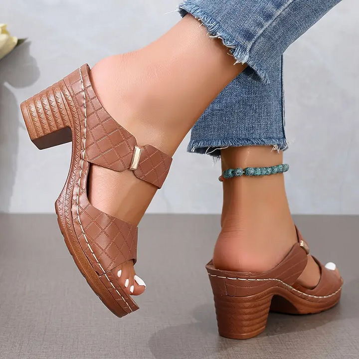 Women's Orthopedic Block Heel Sandals with Ankle Strap