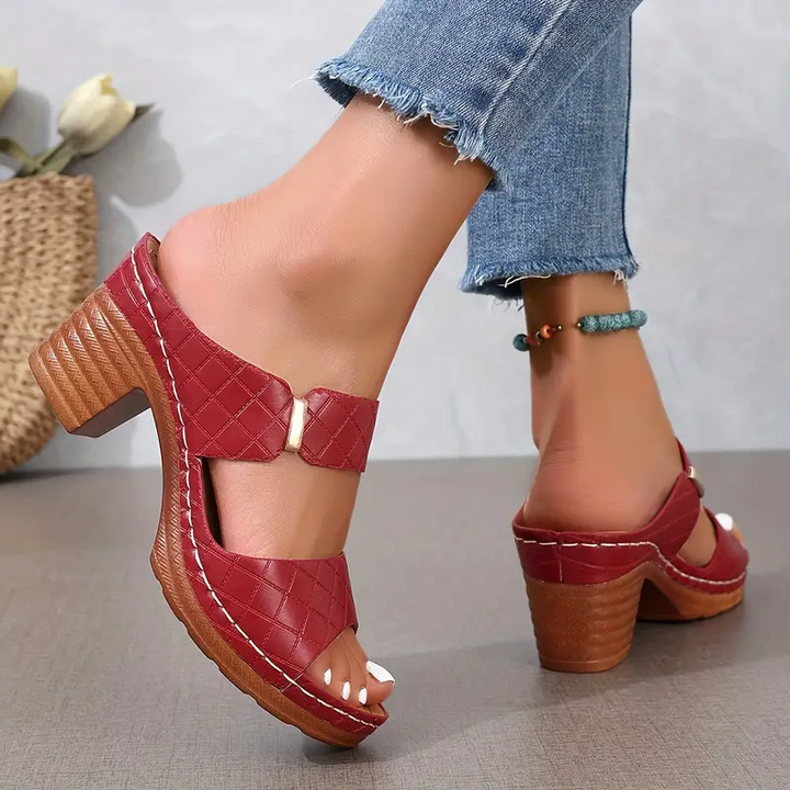 Women's Orthopedic Block Heel Sandals with Ankle Strap