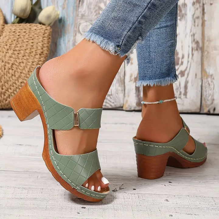 Women's Orthopedic Block Heel Sandals with Ankle Strap