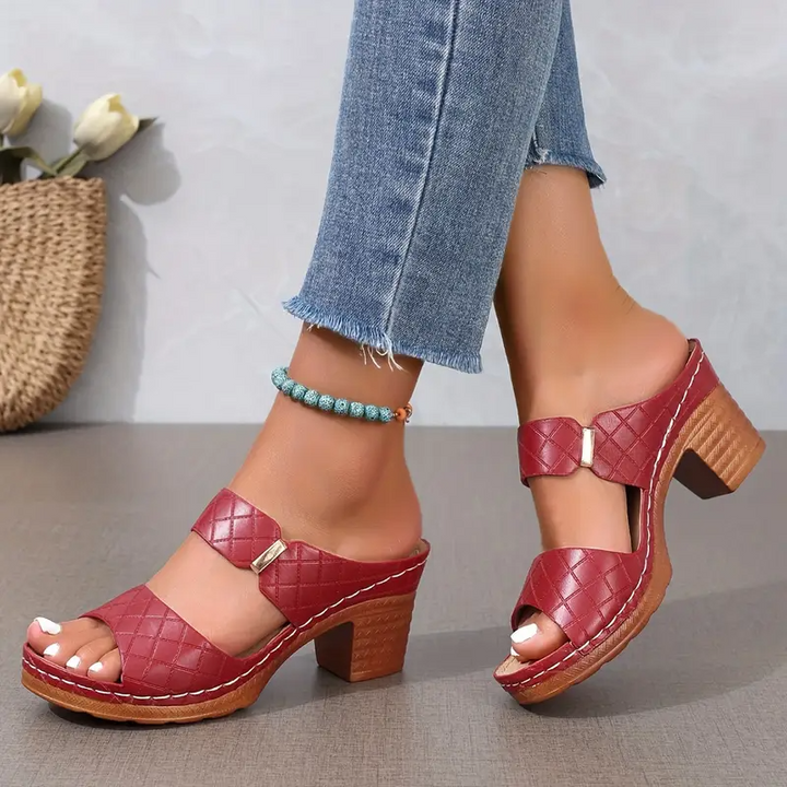 Women's Orthopedic Block Heel Sandals with Ankle Strap