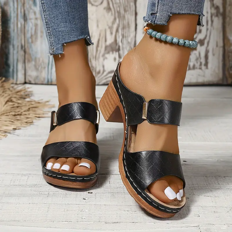 Women's Orthopedic Block Heel Sandals with Ankle Strap