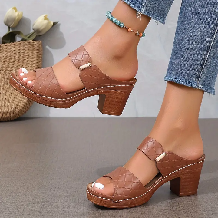 Women's Orthopedic Block Heel Sandals with Ankle Strap