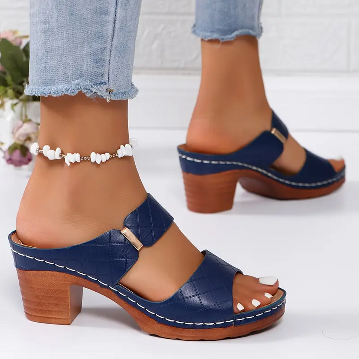 Women's Orthopedic Block Heel Sandals with Ankle Strap