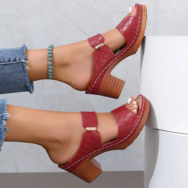 Women's Orthopedic Block Heel Sandals with Ankle Strap