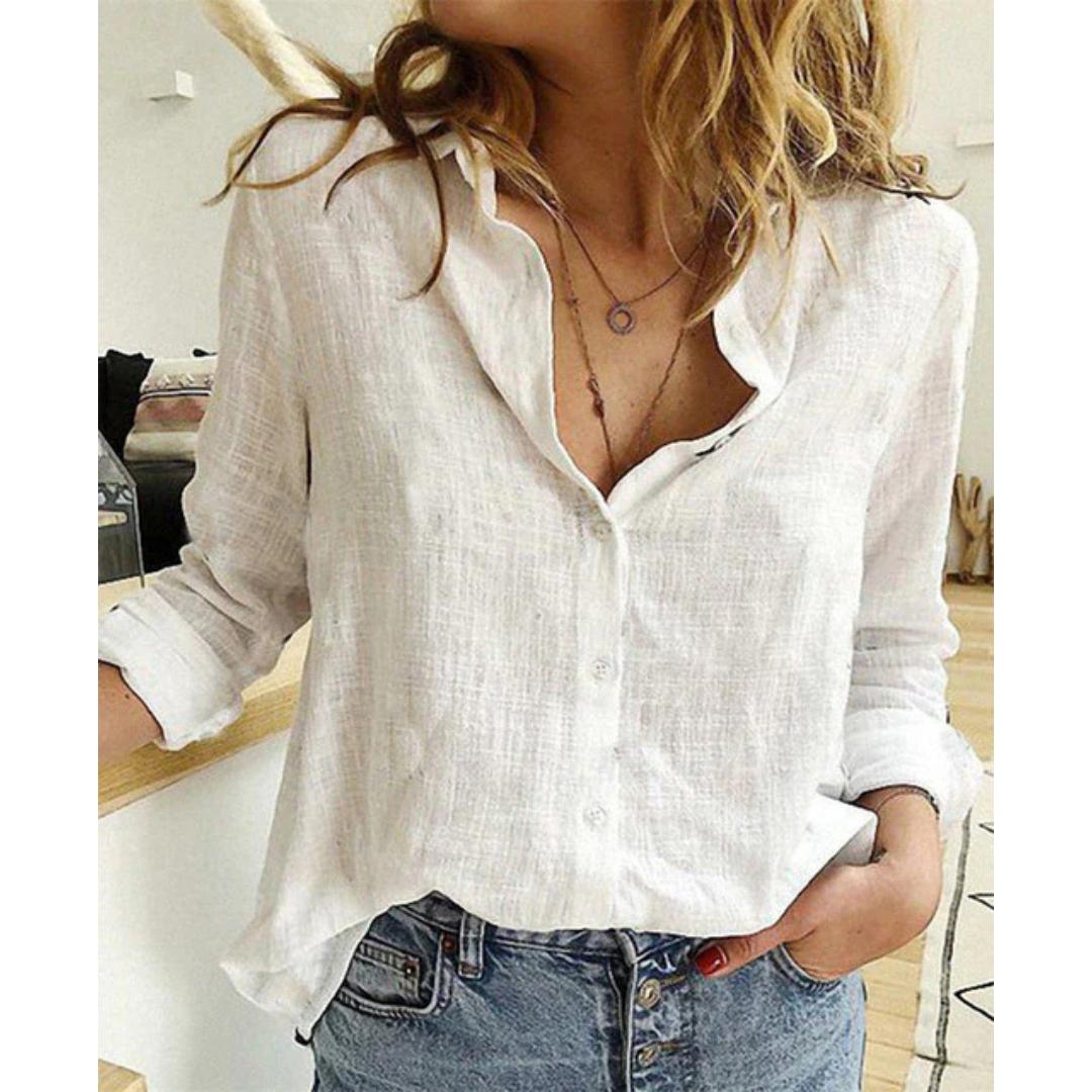 Women's Button Down Relaxed Fit Long Sleeve Shirt