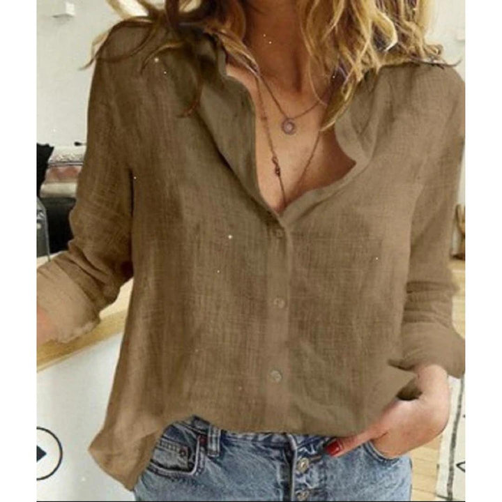 Women's Button Down Relaxed Fit Long Sleeve Shirt