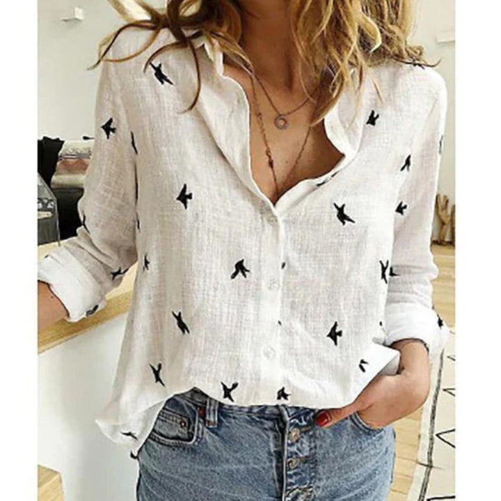 Women's Button Down Relaxed Fit Long Sleeve Shirt