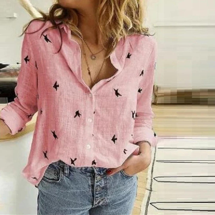 Women's Button Down Relaxed Fit Long Sleeve Shirt