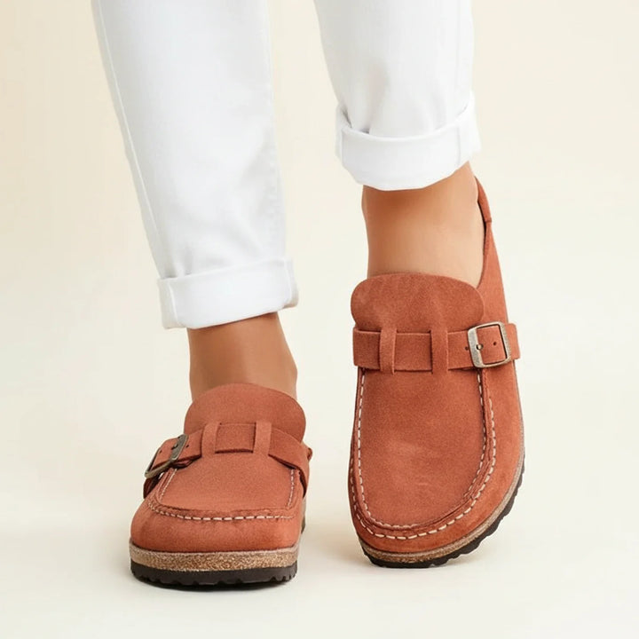 Women's Orthopedic Suede Buckle Slip On Mule Clogs