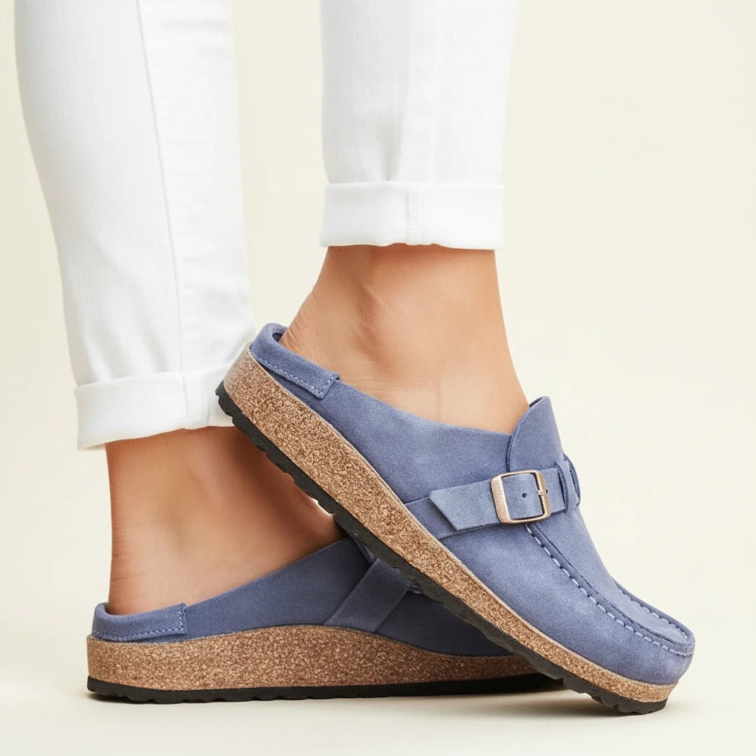 Women's Orthopedic Suede Buckle Slip On Mule Clogs