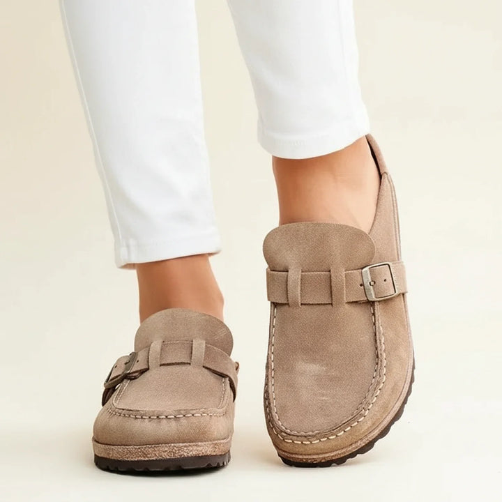 Women's Orthopedic Suede Buckle Slip On Mule Clogs