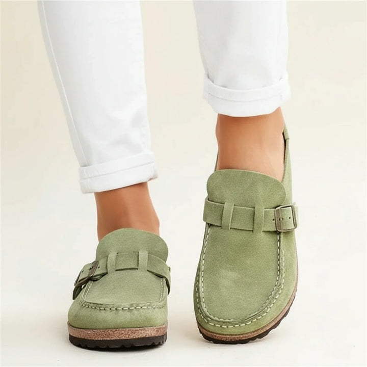 Women's Orthopedic Suede Buckle Slip On Mule Clogs