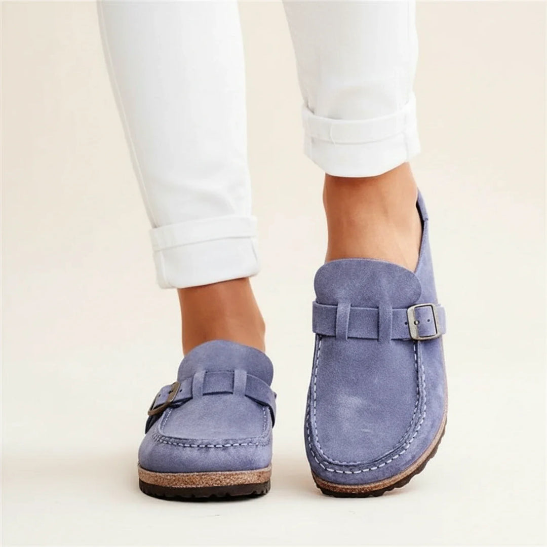 Women's Orthopedic Suede Buckle Slip On Mule Clogs
