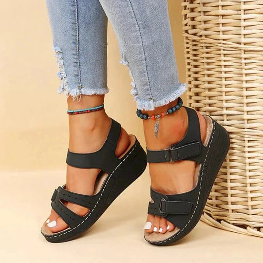 Women's Orthopedic Wedge Sandals Velcro Ankle Strap