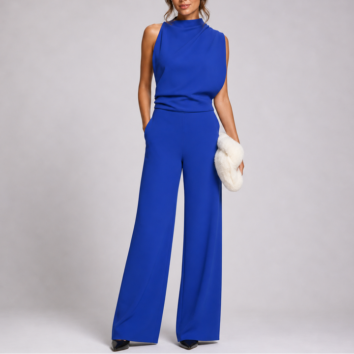 Women's Jumpsuit with Sleeveless Upper and Wide-Leg Design