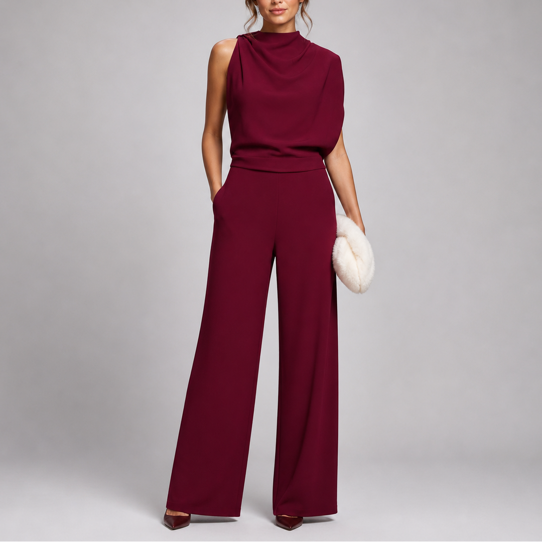 Women's Jumpsuit with Sleeveless Upper and Wide-Leg Design