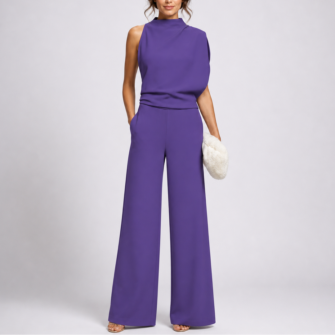 Women's Jumpsuit with Sleeveless Upper and Wide-Leg Design