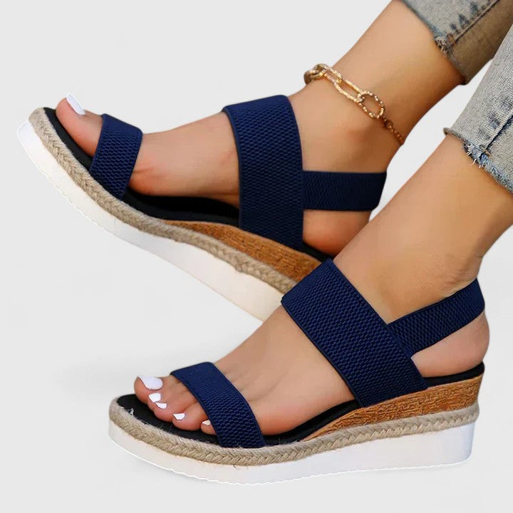Women's Orthopedic Platform Sandals with Ankle Strap and Wedge Sole